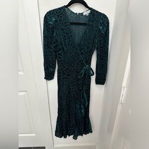 Calvin Klein Burnout Velvet Animal-Print Wrap Dress, Size 2